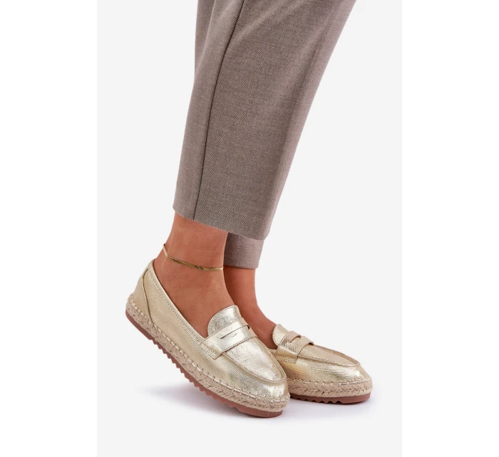 Dámské espadrilky s  na ploché podrážce zlaté model 21683655 - Boto