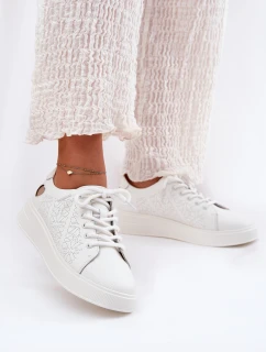 Dámské Kožené Tenisky Na Platformě model 21691898 Bílé - VINCEZA