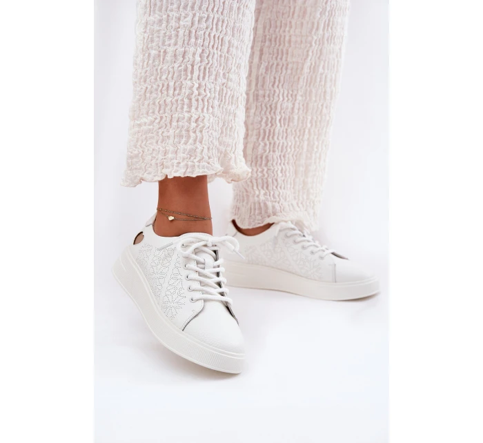 Dámské Kožené Tenisky Na Platformě Vinceza 88018 Bílé
