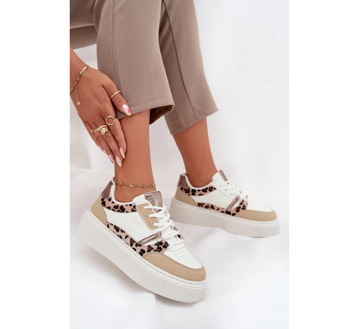 Dámské Tenisky Na Platformě Big Star SS274357 Leopardí Bílá-Bežová Dámské Tenisky Na Platformě Big Star SS274357 Leopardí Bílá-Bežová