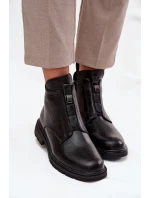 Zateplené dámské boty na zip s ozdobným detailem Černé model 21708398 - Boto Zateplené dámské boty na zip s ozdobným detailem Černé model 21708398 - Boto