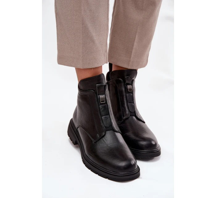 Zateplené dámské boty na zip s ozdobným detailem Černé model 21708398 - Boto Zateplené dámské boty na zip s ozdobným detailem Černé model 21708398 - Boto