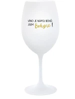 VÍNO JE NÁPOJ BOHŮ. JSEM BOHYNĚ! - bílá sklenice na víno 350 ml