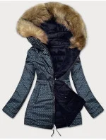 Tmavě modro-šedá oboustranná dámská zimní bunda (mhm-w556) Tmavě modro-šedá oboustranná dámská zimní bunda (mhm-w556)