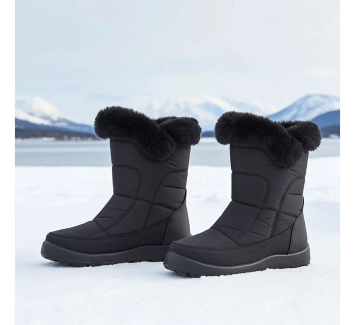 Dámské ploché zateplené sněhule černé Potocki KI24322 Dámské ploché zateplené sněhule černé Potocki KI24322