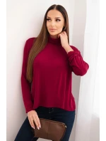 Dámská viskózová blůza s rolákem a dlouhým rukávem švestková