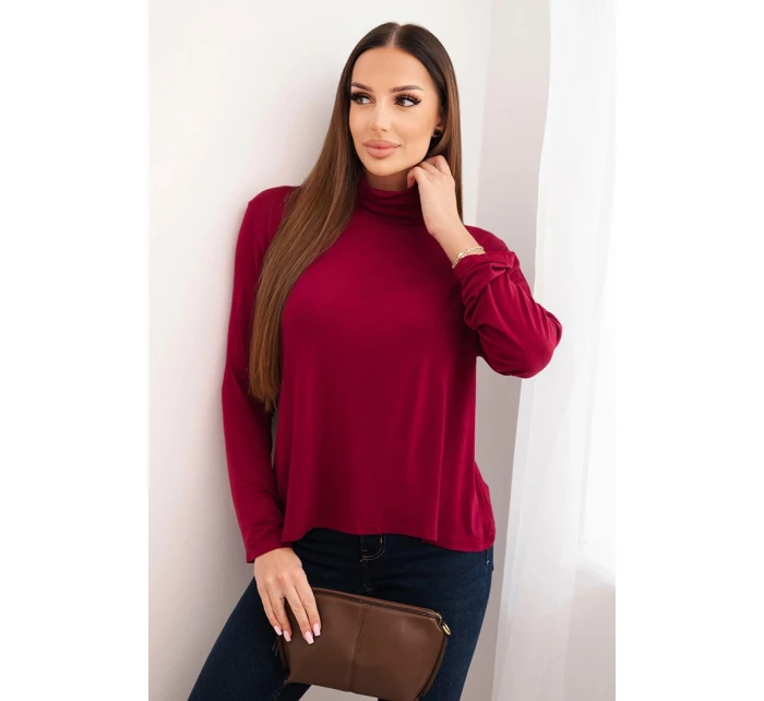 Dámská viskózová blůza s rolákem a dlouhým rukávem švestková