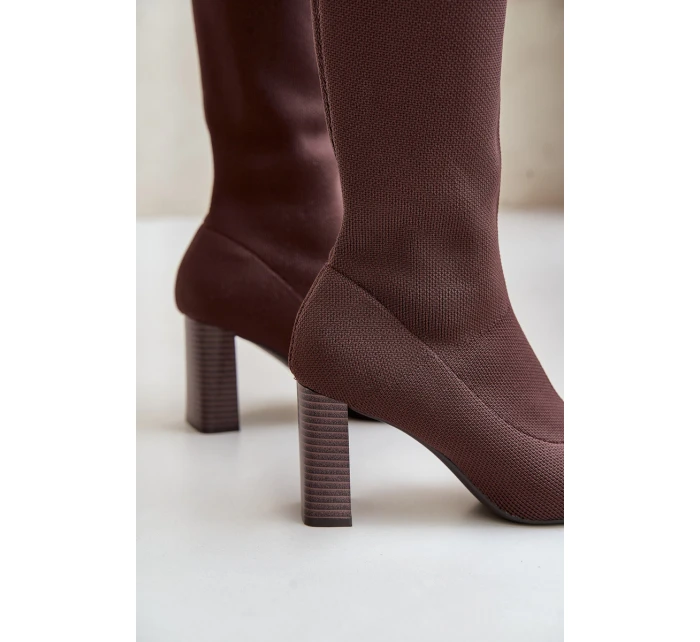 Se Po Kolena Na Podpatku Tmavě Zelené model 21679779 - Boto