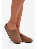 Dámské pantofle z eko semiše Khaki Kalvess Dámské pantofle z eko semiše Khaki Kalvess