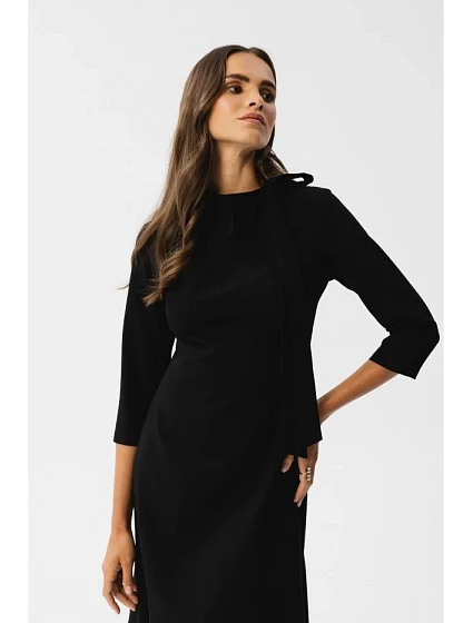model 18882454 Šaty s vázaným výstřihem černé - STYLOVE