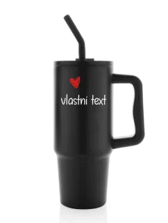 Vlastní text na termosku s barevným víčkem