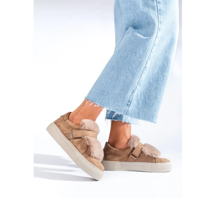 Designové tenisky dámské hnědé bez podpatku Designové tenisky dámské hnědé bez podpatku