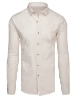 Pánská košile s jemným proužkem a dlouhým rukávem béžová model 21989427 - Dstreet