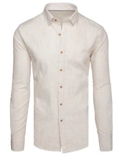 Pánská košile s jemným proužkem a dlouhým rukávem béžová model 21989427 - Dstreet
