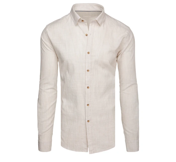 Pánská košile s jemným proužkem a dlouhým rukávem béžová model 21989427 - Dstreet