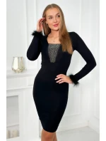 Pletené šaty s kožešinou na model 19062266 černé - K-Fashion