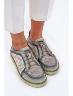 Kožené dámské polobotky s vzorem model 21692637 zelené - Maciejka Kožené dámské polobotky s vzorem model 21692637 zelené - Maciejka