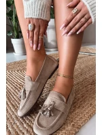 Dámské mokasíny s plochou podrážkou a třásněmi Béžové Marilisse