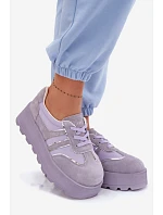 Semišové tenisky na platformě model 22095146 fialové - Goe