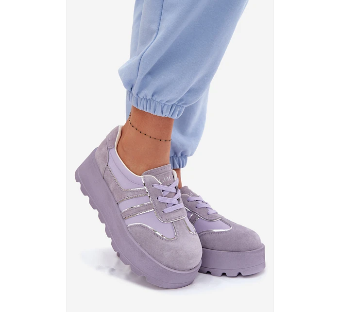 Semišové tenisky na platformě model 22095146 fialové - Goe