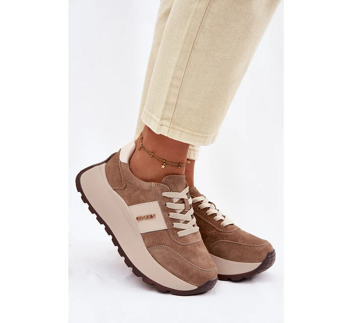 Dámské tenisky na platformě z přírodního semiše tmavě béžové Rosinae Dámské tenisky na platformě z přírodního semiše tmavě béžové Rosinae