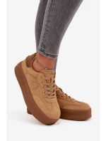 Dámské tenisky na platformě Big Star – camel Dámské tenisky na platformě Big Star – camel