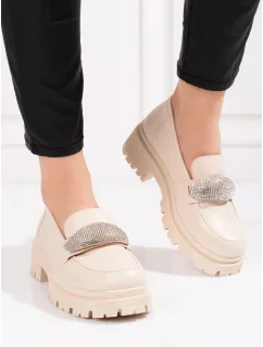 Pohodlné  polobotky dámské hnědé na plochém podpatku