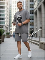Pánská letní tepláková souprava s potiskem šedá FashionStreet AX0817