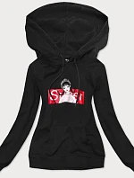 Černá dámská sportovní mikina s kapucí (N4596)
