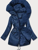 Dámská parka s kožešinou v tmavě modré barvě (5m762-215)