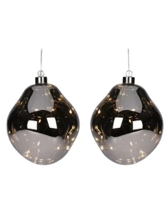 BAUBLE SKLENĚNÉ TVAROVÁNÍ KAPKA 2KS VEDL 12CM ANTRACITOVÁ