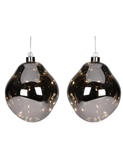 BAUBLE SKLENĚNÉ TVAROVÁNÍ KAPKA 2KS VEDL 12CM ANTRACITOVÁ