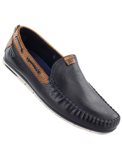Pánské tmavě modré kožené mokasíny Bugatti 321-A2X65-1000-4100