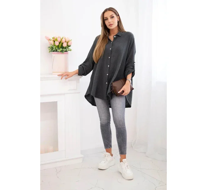 Bavlněná mušelínová košile Plus Size grafit Bavlněná mušelínová košile Plus Size grafit