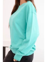 Dámská mikina z pružným lemem bavlněná basic s kulatým výstřihem mátová Dámská mikina z pružným lemem bavlněná basic s kulatým výstřihem mátová