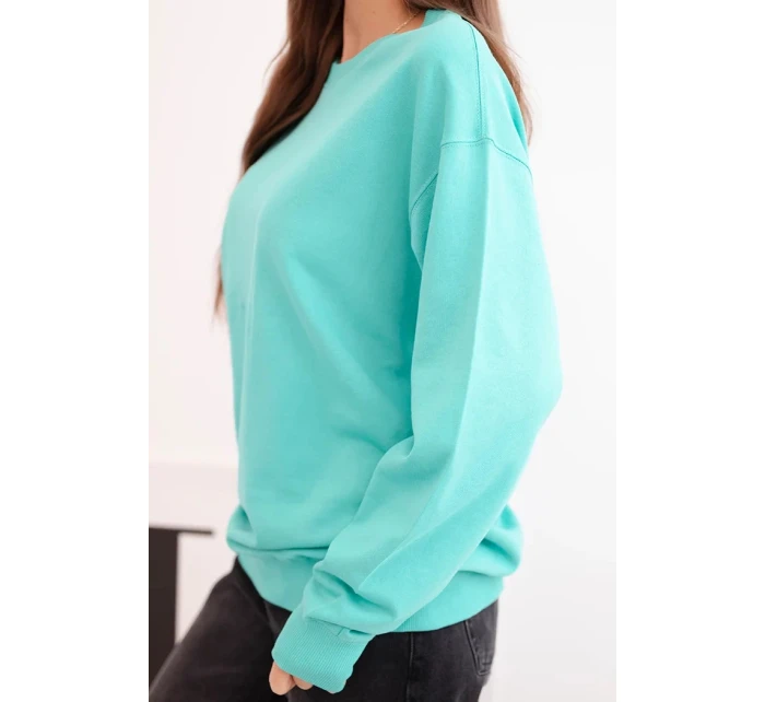 Dámská mikina z pružným lemem bavlněná basic s kulatým výstřihem mátová Dámská mikina z pružným lemem bavlněná basic s kulatým výstřihem mátová