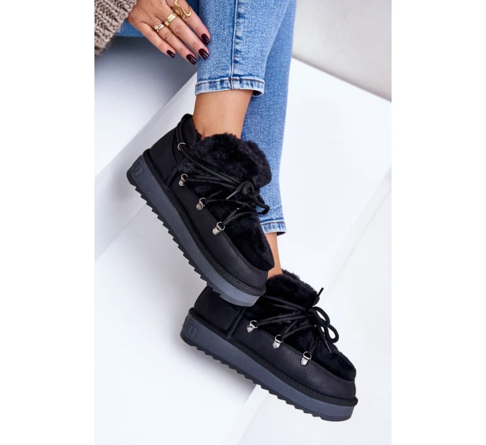 Nízké Sněhové Boty Na Platformě S Kožíškem Černé model 21677071 - D.Franklin