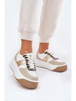 Dámské tenisky na masivní platformě se zvířecím vzorem béžovo-zlaté Telanila