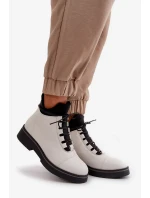 Dámské Zateplené Kotníkové Boty z Eko Kůže Bílé Dámské Zateplené Kotníkové Boty z Eko Kůže Bílé