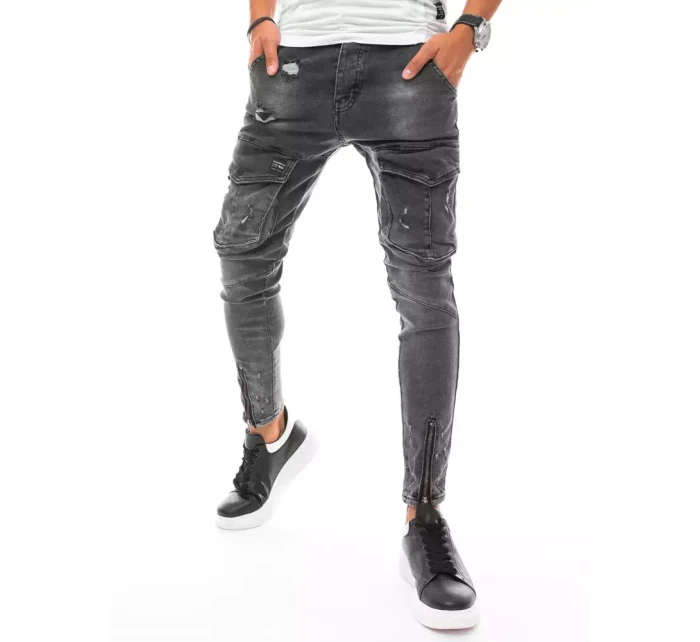 Pánské bojové džínové kalhoty tmavě šedé FashionStreet UX3288