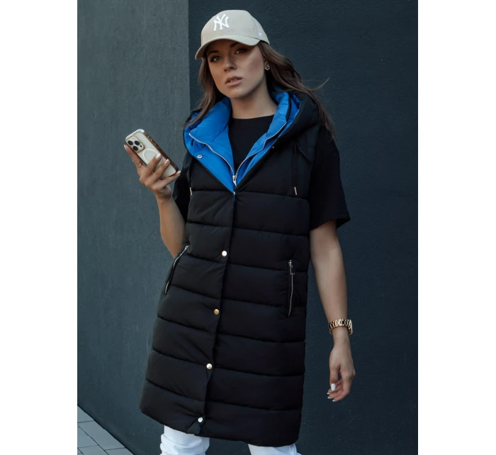 Dámská dlouhá prošívaná vesta s kapucí černá Dstreet model 21979844 - FashionStreet