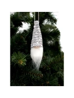 DEKORAČNÍ PŘÍVĚSEK SANTA CLAUS 11CM FLITRY ŠEDÁ