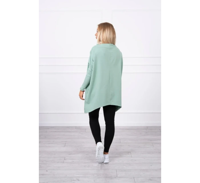 Oversize mikina s asymetrickými boky tmavě mátová