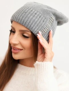 Dámská zimní čepice vlněná s  šedá model 21750394 - K-Fashion