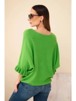 Dámský svetr typu model 21949264 s kulatým výstřihem zelený - K-Fashion