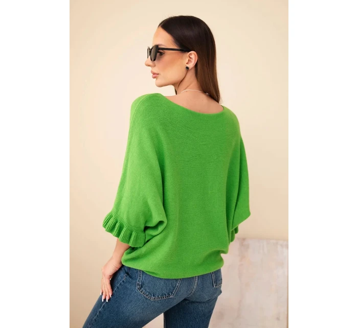 Dámský svetr typu model 21949264 s kulatým výstřihem zelený - K-Fashion