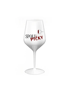 SPOLUPIČKY - bílá nerozbitná sklenice na víno 470 ml