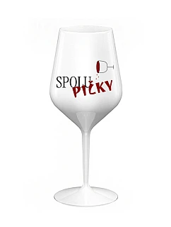 SPOLUPIČKY - bílá nerozbitná sklenice na víno 470 ml