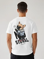 Pánské bavlněné tričko oversize s potiskem bílé FashionStreet NX4009R