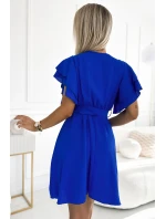 Dámské šaty s obálkovým výstřihem, rukávy a páskem model 21883694 - numoco basic